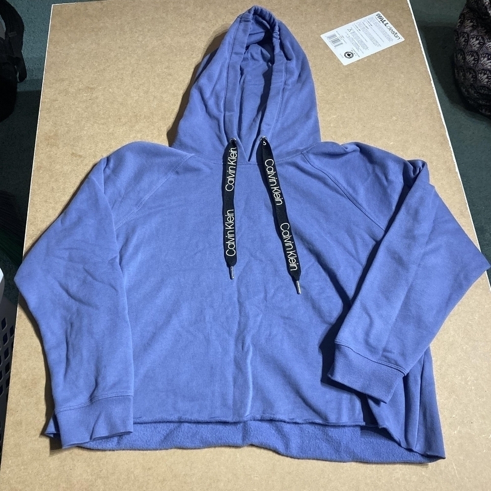 Calvin Klein Crop Hoodie Hooded Sweatshirt Periwinkle Women's Plus Size XXL & S